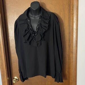 Unbranded Black Ruffle Blouse Women’s Size M (New Without Tags)